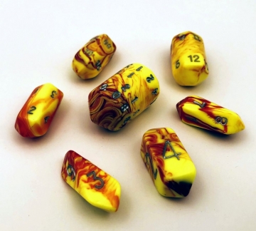 7 pc Crystal Toxic-Red/Yellow